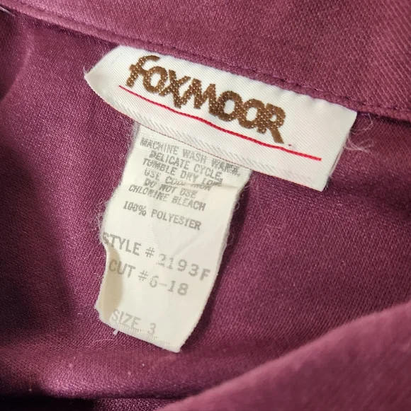 Vintage FoxMoor Women's Burgundy Preppy Polo Tennis Dress Cap Sleeves 70s Sz 3 - Picture 5 of 7